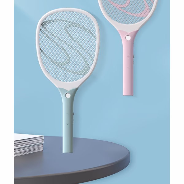 Paleta Electrica pentru Tantari, Muste sau Insecte LED, Flippy, Reincarcabila, Incarcare USB, Plastic, Casa si Gradina, Anti-insecte, Alb-Albastru - imagine 12