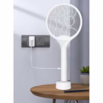 Paleta Electrica pentru Tantari, Muste si Tantari 2in1, Flippy, Reincarcabila, Incarcare USB, 2600V, Plastic, Casa si Gradina, Anti-insecte, Stand, 23x51 cm, Alb - imagine 3