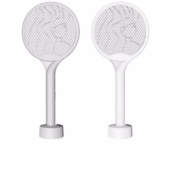 Paleta Electrica pentru Tantari, Muste si Tantari 2in1, Flippy, Reincarcabila, Incarcare USB, 2600V, Plastic, Casa si Gradina, Anti-insecte, Stand, 23x51 cm, Alb - imagine 5
