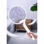 Paleta Electrica pentru Tantari, Muste si Tantari 2in1, Flippy, Reincarcabila, Incarcare USB, 2600V, Plastic, Casa si Gradina, Anti-insecte, Stand, 23x51 cm, Alb - imagine 6