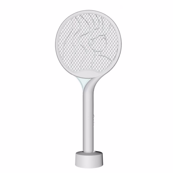 Paleta Electrica pentru Tantari, Muste si Tantari 2in1, Flippy, Reincarcabila, Incarcare USB, 2600V, Plastic, Casa si Gradina, Anti-insecte, Stand, 23x51 cm, Gri - imagine 1