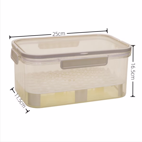 Cutie de Depozitare Portabila, Flippy, cu Separator pentru Gheata si Scurgere, Mentine Rece, Caserola Pranz, 25x16.5x11.5 cm, Gri/Transparent - imagine 7