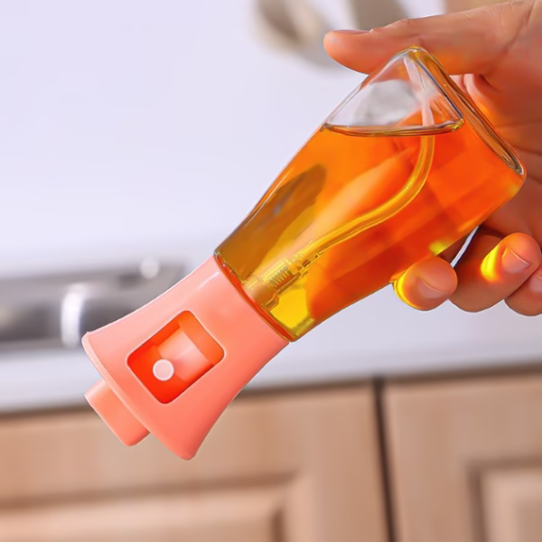 Pulverizator pentru Ulei, Flippy, Pulverizator din Sticla pentru Otet sau Alte Lichide, Simplu Reincarcabil, Multifunctionale, 17.3 x 5.6 cm, Capacitatea 170 ml, Roz - imagine 4