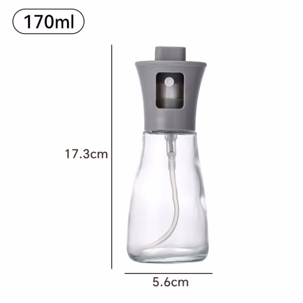 Pulverizator pentru Ulei, Flippy, Pulverizator din Sticla pentru Otet sau Alte Lichide, Simplu Reincarcabil, Multifunctionale, 17.3 x 5.6 cm, Capacitatea 170 ml, Gri - imagine 2