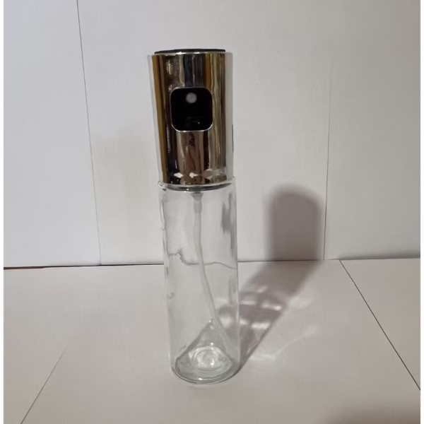 Pulverizator Ulei, Otet, Flippy, din Sticla, 100 ml, Reincarcabil, 18.3 x 4.3 cm, Capac Lucios, Argintiu - imagine 2
