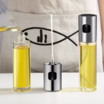 Pulverizator Ulei, Otet, Flippy, din Sticla, 100 ml, Reincarcabil, 18.3 x 4.3 cm, Capac Lucios, Argintiu - imagine 6