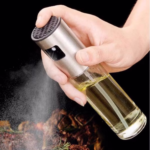 Pulverizator Ulei, Otet, Flippy, din Sticla, 100 ml, Reincarcabil, 18.3 x 4.3 cm, Capac Lucios, Argintiu - imagine 7