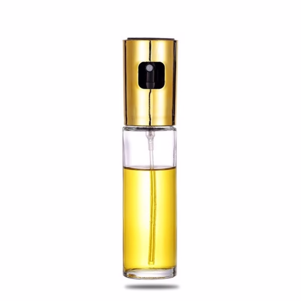 Pulverizator Ulei, Otet, Flippy, din Sticla, 100 ml, Reincarcabil, 18.3 x 4.3 cm, Capac Lucios, Auriu - imagine 1
