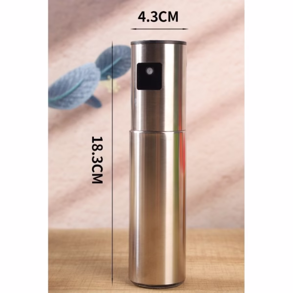 Pulverizator Ulei, Otet, Flippy, din Otel Inoxidabil, 100 ml, Reincarcabil, 18.3 x 4.3 cm, Argintiu - imagine 4
