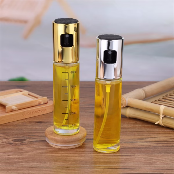 Pulverizator Ulei, Otet, Flippy, din Sticla, 100 ml, Reincarcabil, 18.3 x 4.3 cm, Masura 90 ml, Capac Lucios, Auriu - imagine 6