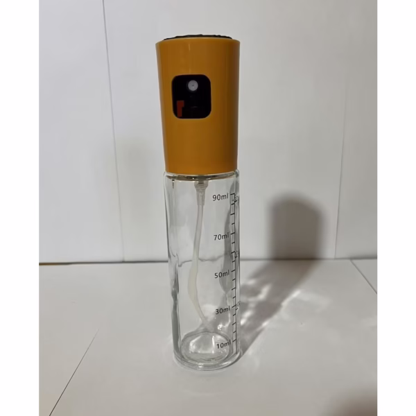 Pulverizator Ulei, Otet, Flippy, din Sticla, 100 ml, Reincarcabil, 18.3 x 4.3 cm, Masura 90 ml, Capac Mat, Galben - imagine 2