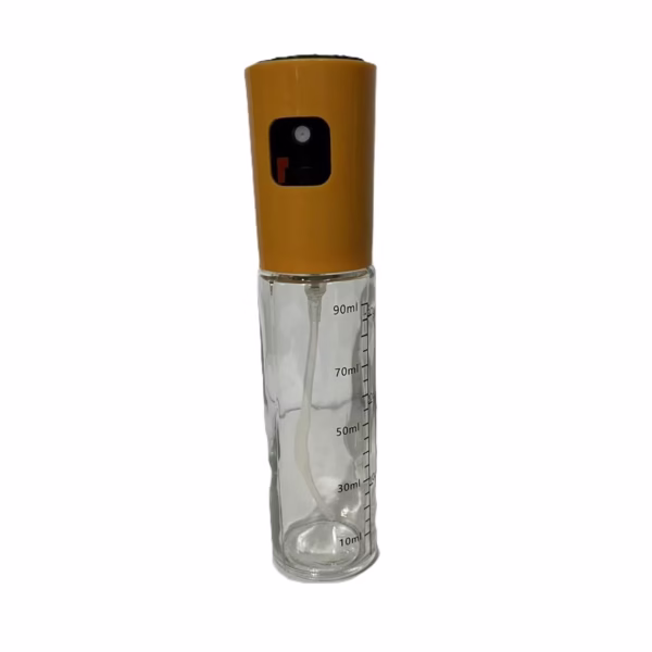 Pulverizator Ulei, Otet, Flippy, din Sticla, 100 ml, Reincarcabil, 18.3 x 4.3 cm, Masura 90 ml, Capac Mat, Galben - imagine 1