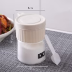 Recipient Condimente, Flippy, din Stilca, 180 ml, cu Maner si Lingurita, 10.6 x 7 x 7 cm, Capac Mat, Alb - imagine 6
