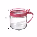 Recipient Condimente, Flippy, din Stilca, 180 ml, cu Maner si Lingurita, 8 x 9 cm, Capac Transparent, Roz - imagine 4