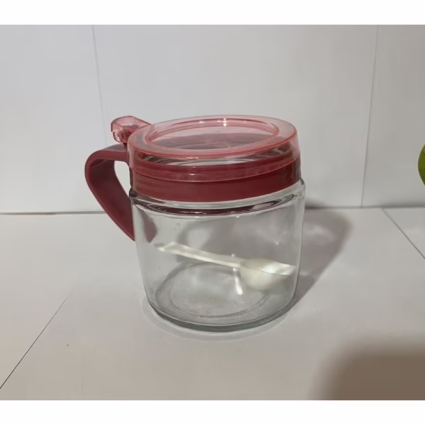 Recipient Condimente, Flippy, din Stilca, 180 ml, cu Maner si Lingurita, 8 x 9 cm, Capac Transparent, Roz - imagine 5