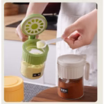 Recipient Condimente, Flippy, din Stilca, 180 ml, cu Maner si Lingurita, 10.6 x 7 x 7 cm, Capac Mat, Verde - imagine 5
