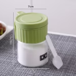 Recipient Condimente, Flippy, din Stilca, 180 ml, cu Maner si Lingurita, 10.6 x 7 x 7 cm, Capac Mat, Verde - imagine 6