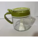 Recipient Condimente, Flippy, din Stilca, 180 ml, cu Maner si Lingurita, 8 x 9 cm, Capac Transparent, Verde - imagine 2