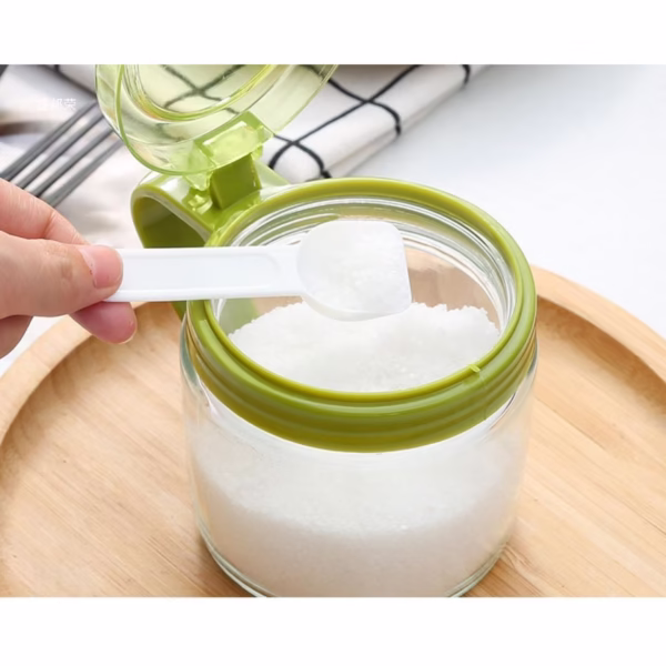 Recipient Condimente, Flippy, din Stilca, 180 ml, cu Maner si Lingurita, 8 x 9 cm, Capac Transparent, Verde - imagine 10