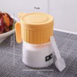 Recipient Condimente, Flippy, din Stilca, 180 ml, cu Maner si Lingurita, 10.6 x 7 x 7 cm, Capac Mat, Galben - imagine 5