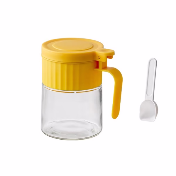 recipient-condimente-flippy-din-stilca-180-ml-cu-maner-si-lingurita-10-6-x-7-x-7-cm-capac-mat-galben-main-683fe244f3d69 Recipient Condimente, Flippy, din Stilca, 180 ml, cu Maner si Lingurita, 10.6 x 7 x 7 cm, Capac Mat, Galben - imagine 1