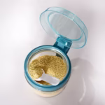 Recipient Condimente, Flippy, din Stilca, 180 ml, cu Maner si Lingurita, 8 x 9 cm, Capac Transparent, Albastru - imagine 3