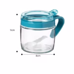 Recipient Condimente, Flippy, din Stilca, 180 ml, cu Maner si Lingurita, 8 x 9 cm, Capac Transparent, Albastru - imagine 8