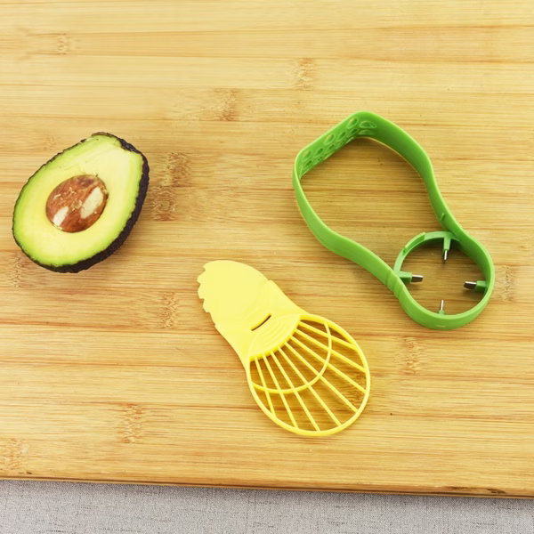 Recipient de Depozitare Avocado 5in1, Flippy, Etans, pentru Frigider, din Plastic, Dispozitiv de Taiat, Curatat, Feliat, 14x4x7 cm, Verde - imagine 4
