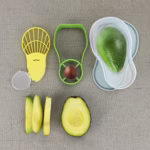 Recipient de Depozitare Avocado 5in1, Flippy, Etans, pentru Frigider, din Plastic, Dispozitiv de Taiat, Curatat, Feliat, 14x4x7 cm, Verde - imagine 5
