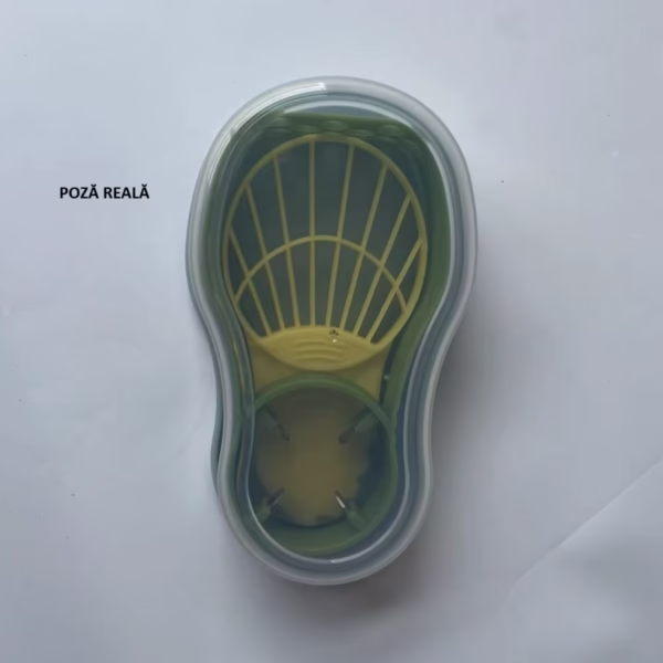 Recipient de Depozitare Avocado 5in1, Flippy, Etans, pentru Frigider, din Plastic, Dispozitiv de Taiat, Curatat, Feliat, 14x4x7 cm, Verde - imagine 6