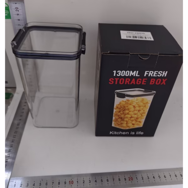 Recipient din Plastic, Flippy, pentru Alimente/Obiecte, Inchidere Ermetica, 10.2 x 18.5 cm, 1300 ml, Transparent - imagine 2