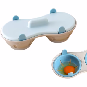 Recipient Dublu pentru Oua, Flippy, din Plastic Flippy, pentru Gatit la Microunde, 22 x 11.8 x 8 cm, Albastru