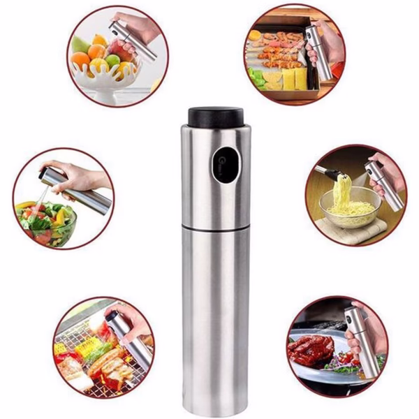 Pulverizator ulei Flippy, spray, material otel inoxidabil, manual, 100 ml, 17.7 x 4 cm, argintiu - imagine 5