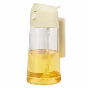 Recipient Ulei 2 in 1, Flippy, Functie Spray & Turnare, din Sticla, Fara Scurgere, 18.5 x 7.7 cm, 470 ml, Alb
