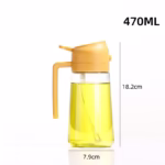 Recipient Ulei 2 in 1, Flippy, Functie Spray & Turnare, din Sticla, Fara Scurgere, 18.5 x 7.7 cm, 470 ml, Galben - imagine 2