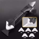 Set Racleta pentru Indepartare Adeziv, Racleta pentru Silicon si Lipici, 5 Capete din silicon, Dimensiune Inchisa 18.8 x 4 x 2.8 cm, Metal, Negru - imagine 6