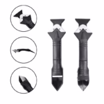 Set Racleta pentru Indepartare Adeziv, Racleta pentru Silicon si Lipici, 5 Capete din silicon, Dimensiune Inchisa 18.8 x 4 x 2.8 cm, Metal, Negru - imagine 7