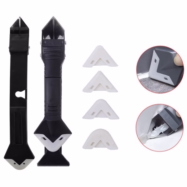 Set Racleta pentru Indepartare Adeziv, Racleta pentru Silicon si Lipici, 5 Capete din silicon, Dimensiune Inchisa 18.8 x 4 x 2.8 cm, Metal, Negru - imagine 8