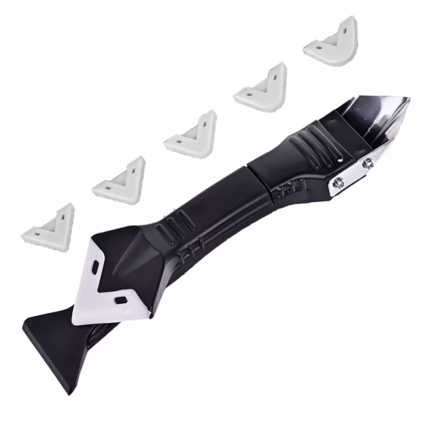 Set Racleta pentru Indepartare Adeziv, Racleta pentru Silicon si Lipici, 5 Capete din silicon, Dimensiune Inchisa 18.8 x 4 x 2.8 cm, Metal, Negru - imagine 10