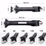 Set Racleta pentru Indepartare Adeziv, Racleta pentru Silicon si Lipici, 5 Capete din silicon, Dimensiune Inchisa 18.8 x 4 x 2.8 cm, Metal, Negru - imagine 13