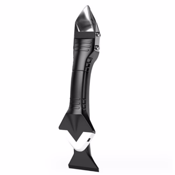 Set Racleta pentru Indepartare Adeziv, Racleta pentru Silicon si Lipici, 5 Capete din silicon, Dimensiune Inchisa 18.8 x 4 x 2.8 cm, Metal, Negru - imagine 1