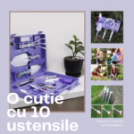 Set 10 Unelte Grădinărit Brico360, Oțel Inoxidabil și PVC, Kit Complet Plantare și Îngrijire cu Cutie Organizatoare, Mov - imagine 2