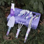 Set 10 Unelte Grădinărit Brico360, Oțel Inoxidabil și PVC, Kit Complet Plantare și Îngrijire cu Cutie Organizatoare, Mov - imagine 4
