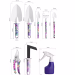 Set 10 Unelte Grădinărit Brico360, Oțel Inoxidabil și PVC, Kit Complet Plantare și Îngrijire cu Cutie Organizatoare, Mov - imagine 6