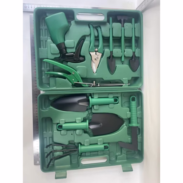 Set 10 Unelte Grădinărit Brico360, Oțel Inoxidabil și PVC, Kit Complet Plantare și Îngrijire cu Cutie Organizatoare, Verde - imagine 9