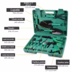 Set 10 Unelte Grădinărit Brico360, Oțel Inoxidabil și PVC, Kit Complet Plantare și Îngrijire cu Cutie Organizatoare, Verde - imagine 7