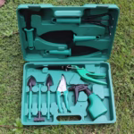Set 10 Unelte Grădinărit Brico360, Oțel Inoxidabil și PVC, Kit Complet Plantare și Îngrijire cu Cutie Organizatoare, Verde - imagine 8