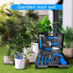 Set 10 Unelte Grădinărit Brico360, Oțel Inoxidabil și PVC, Kit Complet Plantare și Îngrijire cu Cutie Organizatoare, Abastru - imagine 2