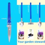 Set 10 Unelte Grădinărit Brico360, Oțel Inoxidabil și PVC, Kit Complet Plantare și Îngrijire cu Cutie Organizatoare, Abastru - imagine 3