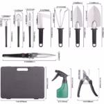 Set 10 Unelte Grădinărit Brico360, Oțel Inoxidabil și PVC, Kit Complet Plantare și Îngrijire cu Cutie Organizatoare, Negru - imagine 2